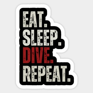 Eat Sleep Dive Repeat, Funny Diving Sayings Sticker